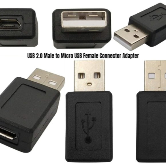 USB 2.0 Male to Micro USB Female Connector Adapter Charge Android Devices Camera - Picture 2 of 7